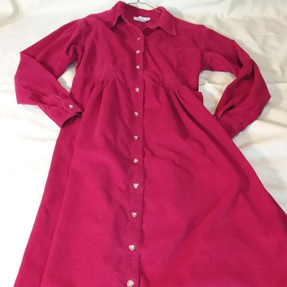 Chadwicks Burgundy Red corduroy peasant cottagecore  dress Womens size 10